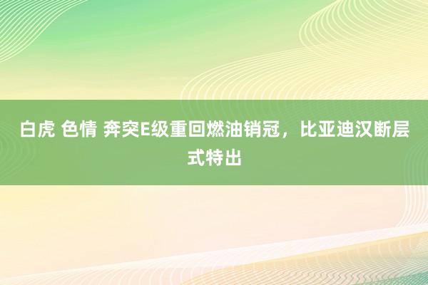 白虎 色情 奔突E级重回燃油销冠，比亚迪汉断层式特出