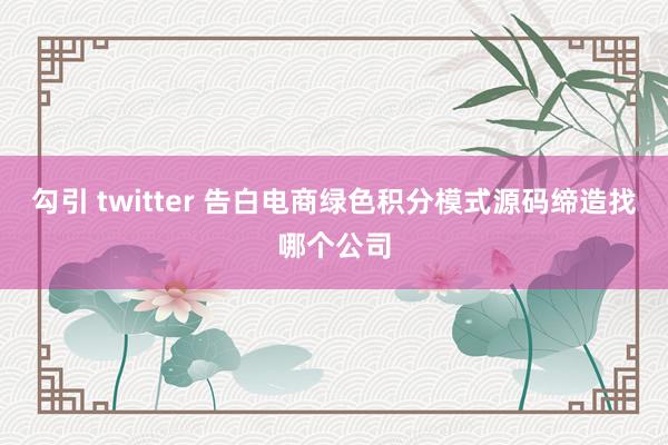 勾引 twitter 告白电商绿色积分模式源码缔造找哪个公司