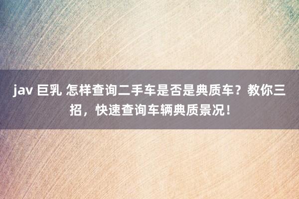 jav 巨乳 怎样查询二手车是否是典质车？教你三招，快速查询车辆典质景况！