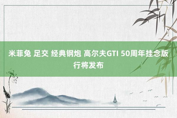 米菲兔 足交 经典钢炮 高尔夫GTI 50周年挂念版行将发布